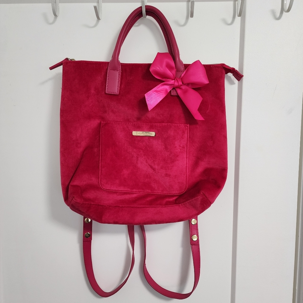 Juicy Couture Y2K Inspired Hot Pink Velvet Convertible Handbag Backpack
